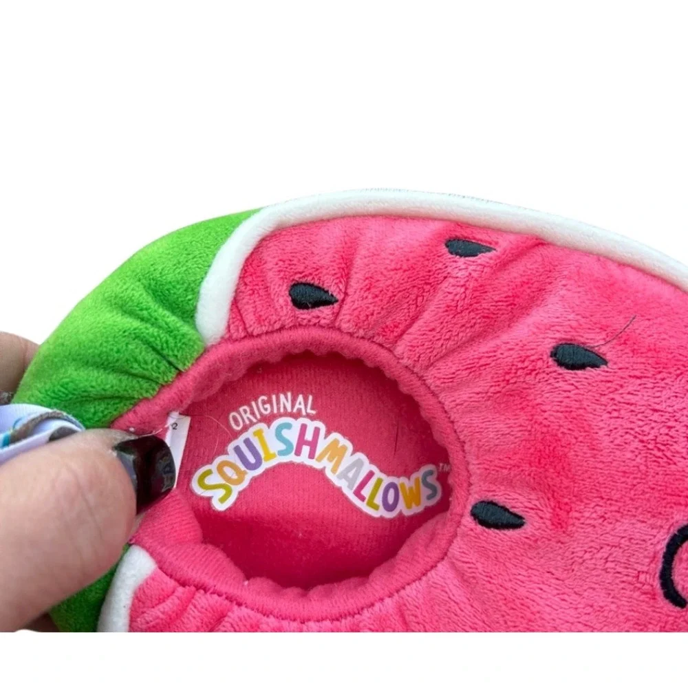 Squishmallows Wanda Watermelon Plush Slippers Pink/Green Girls 7-8‎